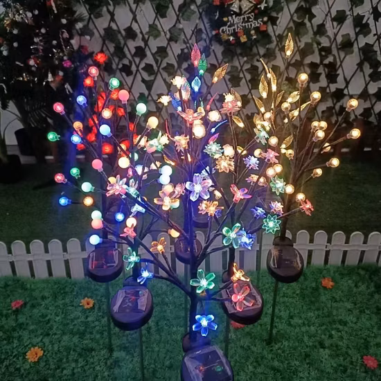 Artificial Flower Outdoor IP65 Waterproof LED Flower Garden Solar Lights with High Quality, 3 Heads Garden LED Solar Light Decoration
